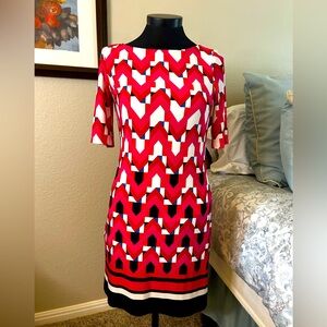 Eliza J. Geometric print dress. Size 4P. NWTGS.